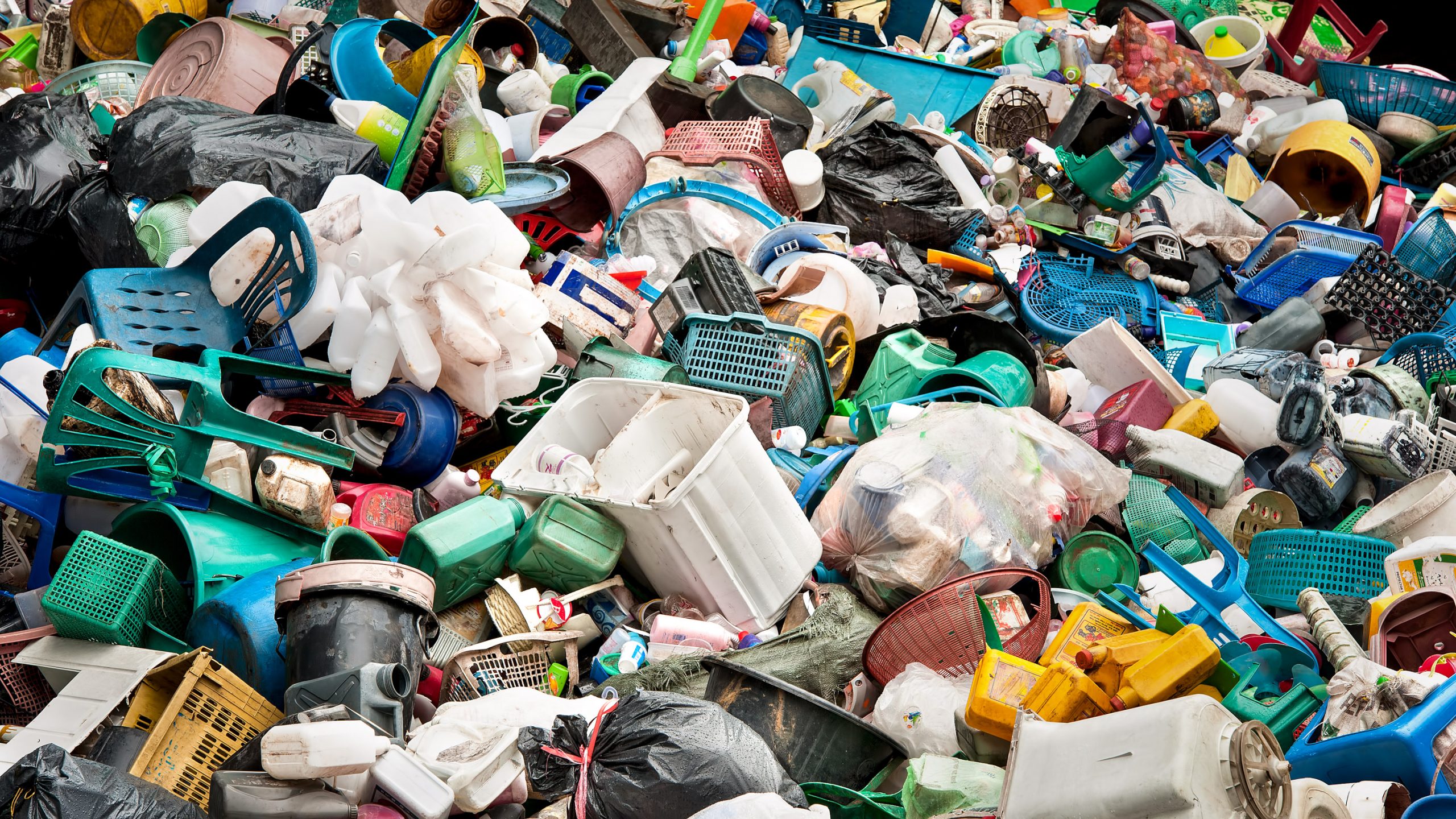 recycling Plastic in junkyard wait for recycling.The plastic  waste can  reused many times  ,decreased air pollution and greenhouse gases